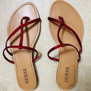 Guess Women's Red Strappy Flat Sandals